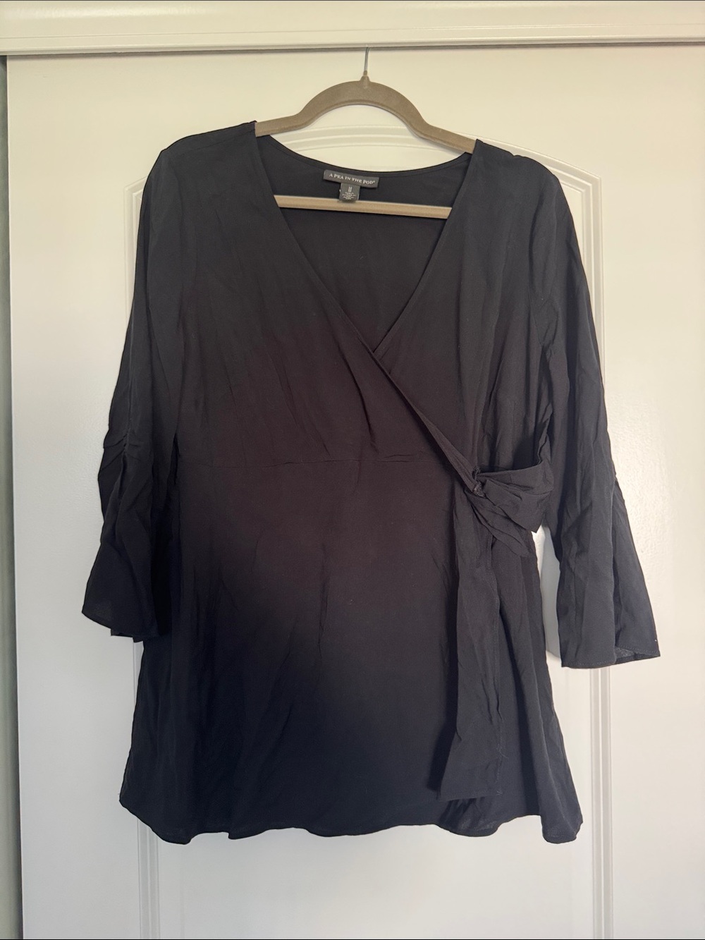 A Pea in the Pod Black Faux- Wrap Maternity Top